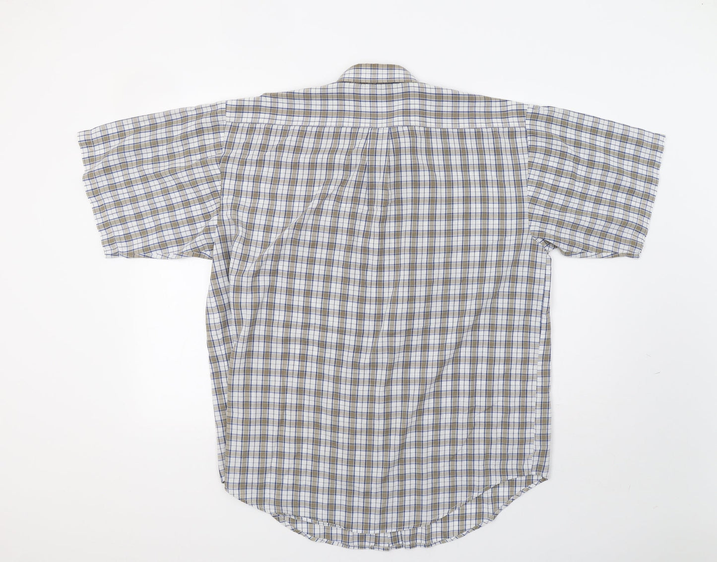 Mens UK Size L Basic Editions Beige  Button-Up Short Sleeve Casual Shirt