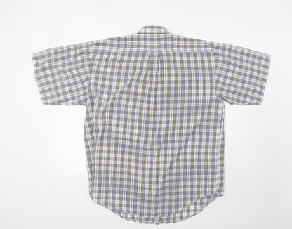 Mens UK Size L Basic Editions Beige  Button-Up Short Sleeve Casual Shirt