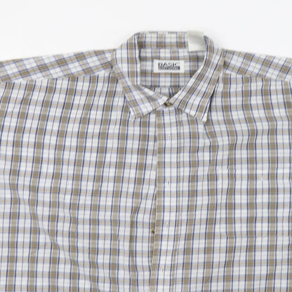 Mens UK Size L Basic Editions Beige  Button-Up Short Sleeve Casual Shirt