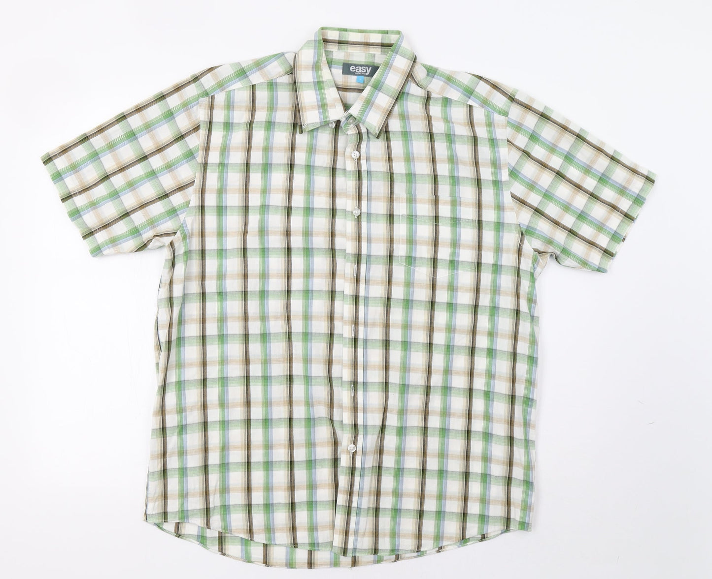 Mens UK Size L Matalan Green  Button-Up Short Sleeve Casual Shirt