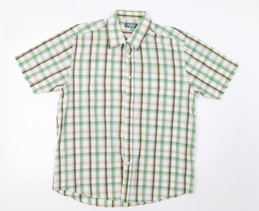 Mens UK Size L Matalan Green  Button-Up Short Sleeve Casual Shirt