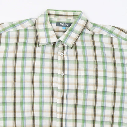 Mens UK Size L Matalan Green  Button-Up Short Sleeve Casual Shirt