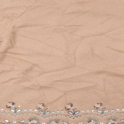 Kavri Womens Beige   Pullover Jumper Size L  - Embellished