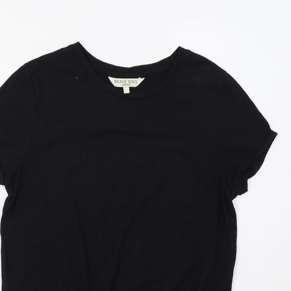 Womens UK Size S Brave Soul Black Basic T-Shirt