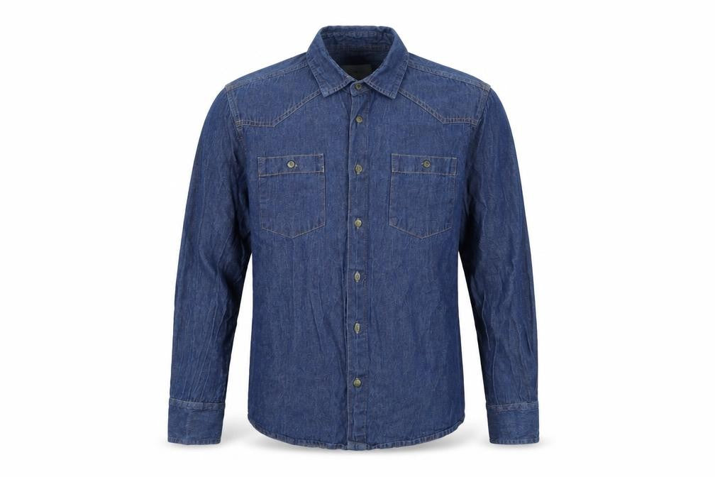 Mens UK Size M Crafted Blue  Button-Up Long Sleeve Casual Shirt