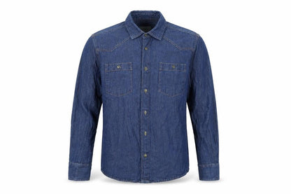 Mens UK Size M Crafted Blue  Button-Up Long Sleeve Casual Shirt