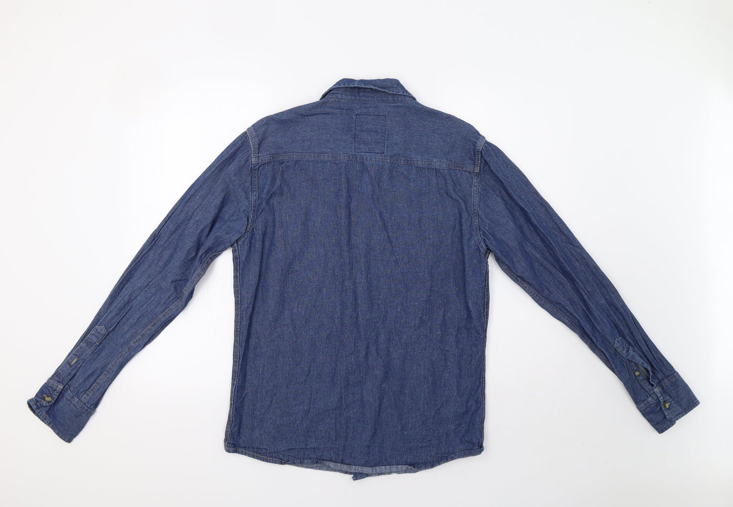 Mens UK Size M Crafted Blue  Button-Up Long Sleeve Casual Shirt
