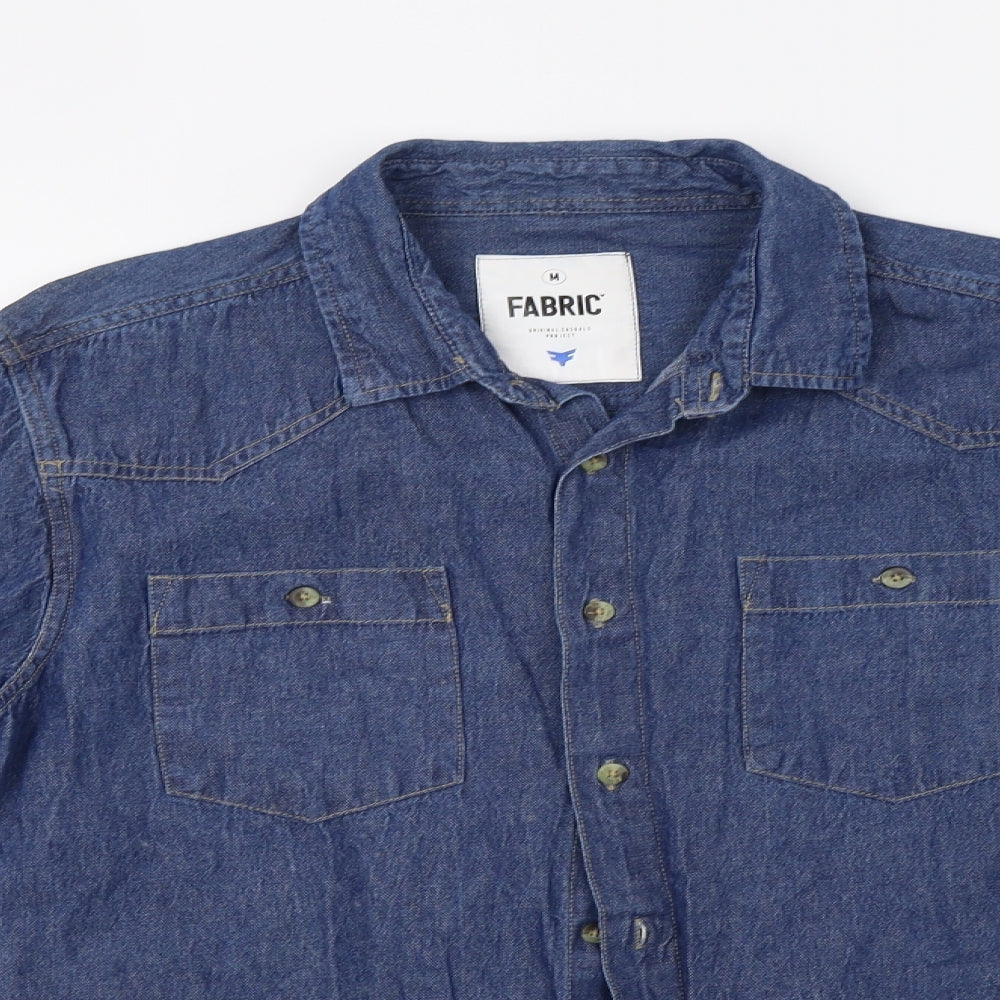 Mens UK Size M Crafted Blue  Button-Up Long Sleeve Casual Shirt