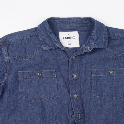 Mens UK Size M Crafted Blue  Button-Up Long Sleeve Casual Shirt