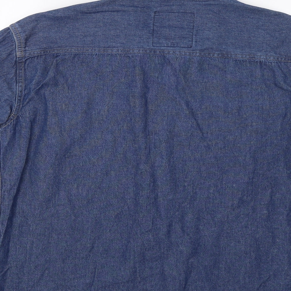 Mens UK Size M Crafted Blue  Button-Up Long Sleeve Casual Shirt