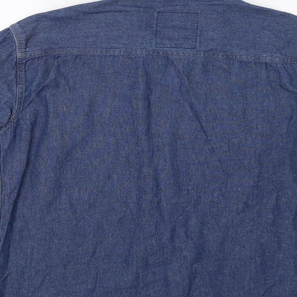 Mens UK Size M Crafted Blue  Button-Up Long Sleeve Casual Shirt
