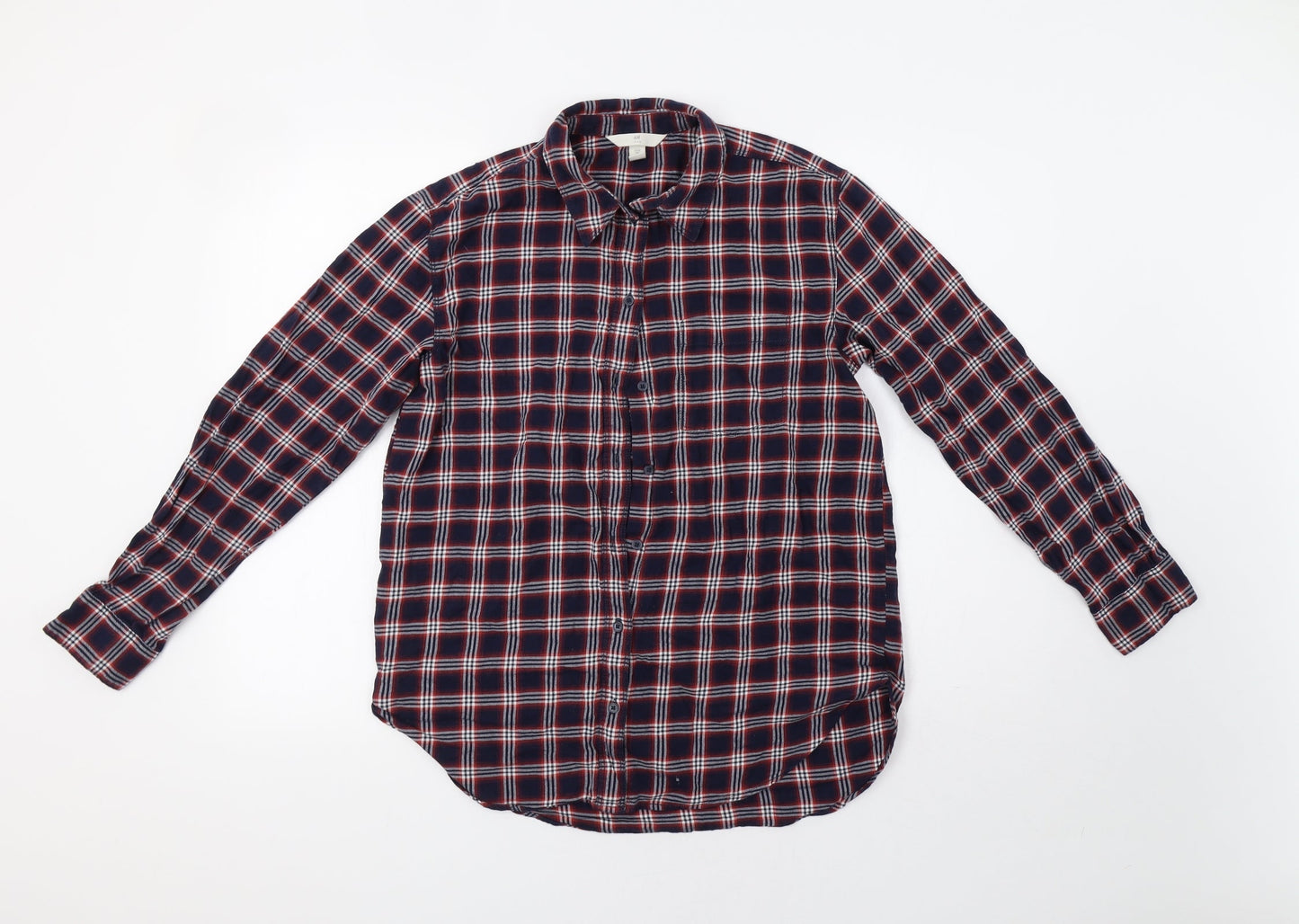 Womens UK Size 8 H&M Red Basic Button-Up