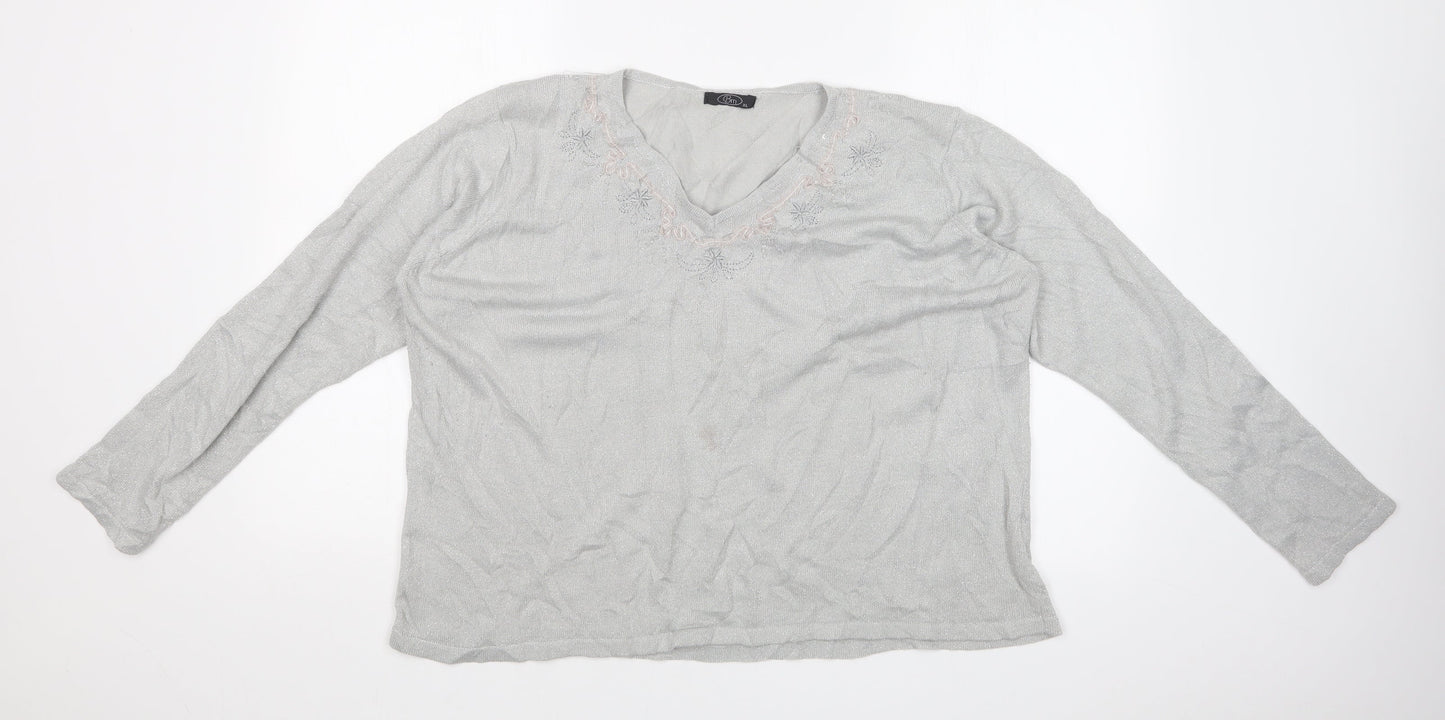 Womens UK Size XL BM Silver Pullover Jumper