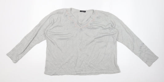 Womens UK Size XL BM Silver Pullover Jumper