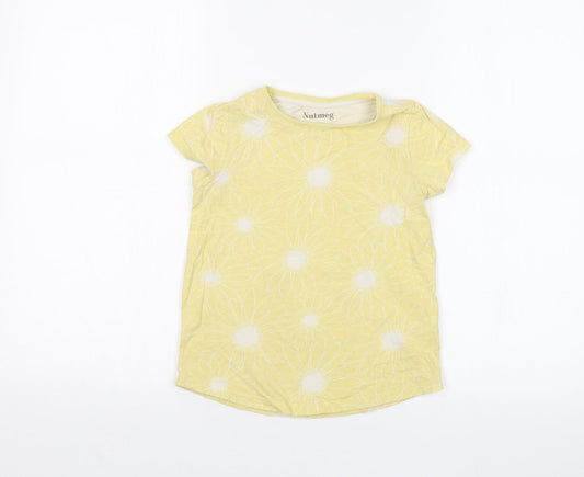 Nutmeg Girls Yellow Floral  Basic T-Shirt Size 7-8 Years