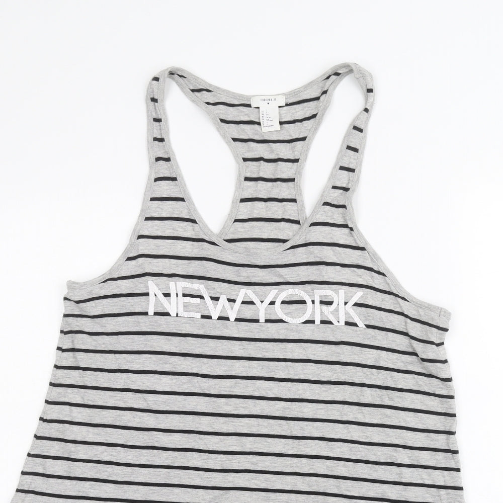 FOREVER 21 Womens Grey Striped  Basic Tank Size S