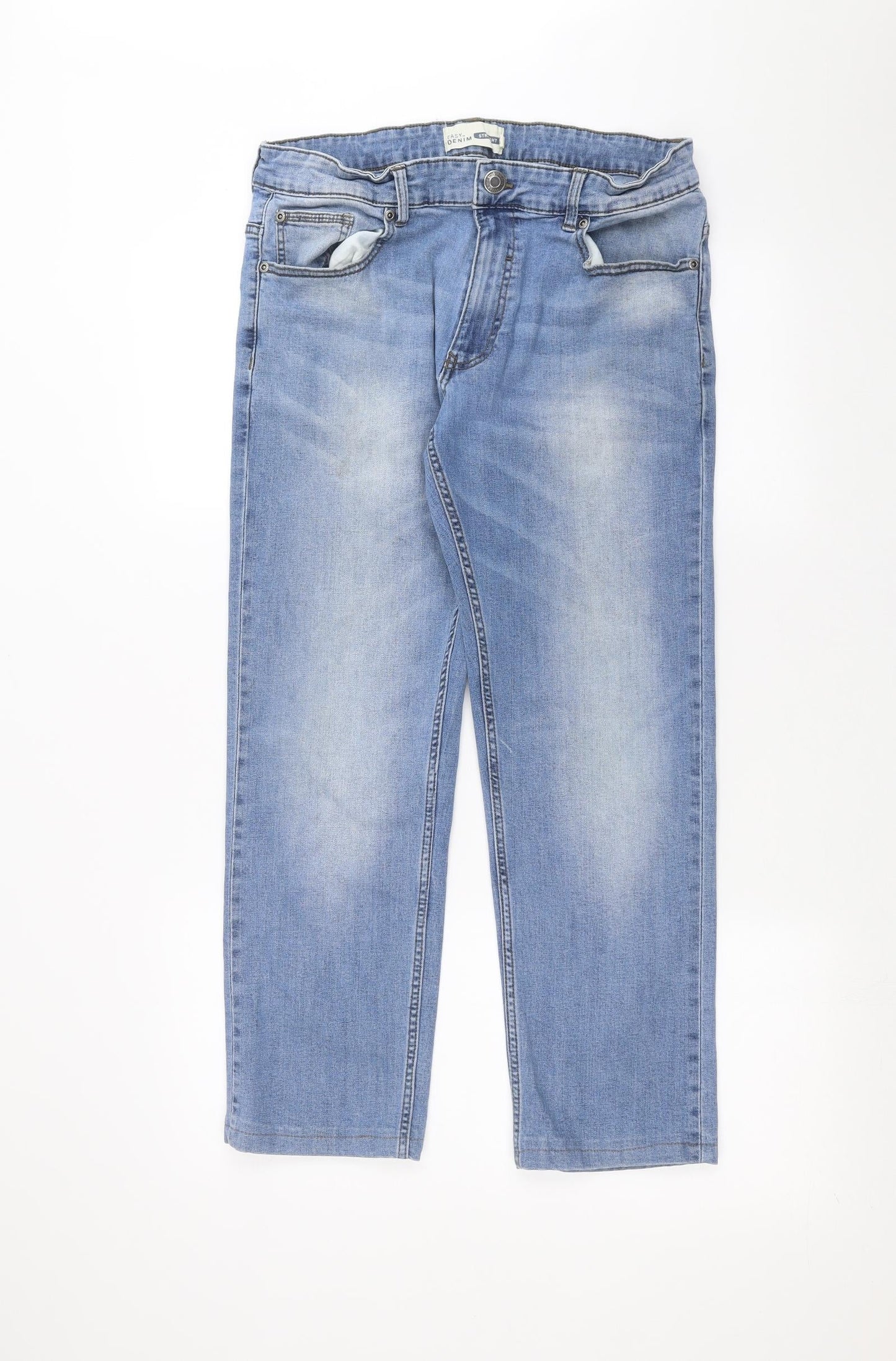 Womens UK Size 34 in Easy Regular Fit Straight Blue Jeans