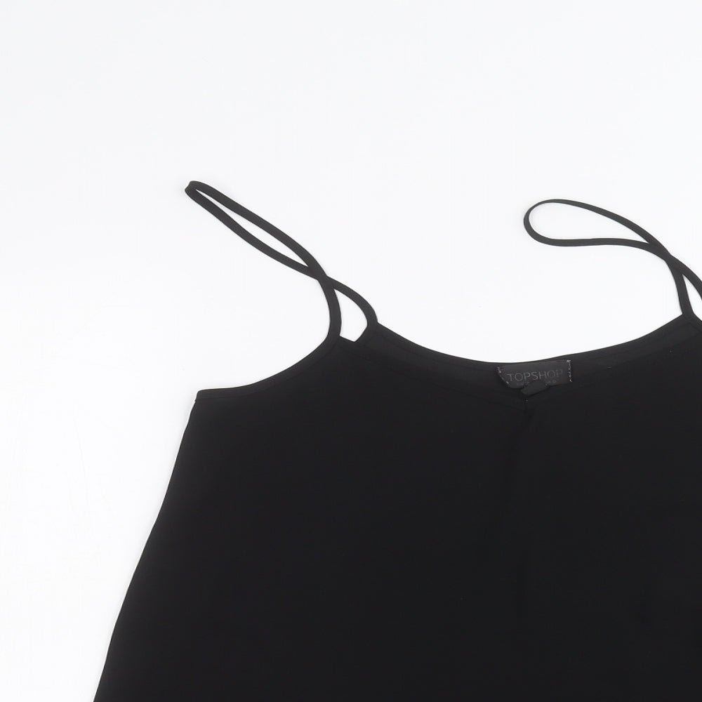 Womens UK Size 10 Topshop Black Basic Blouse