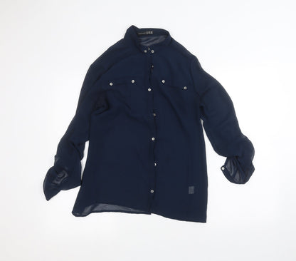 Womens UK Size 8 Atmosphere Blue Basic Button-Up