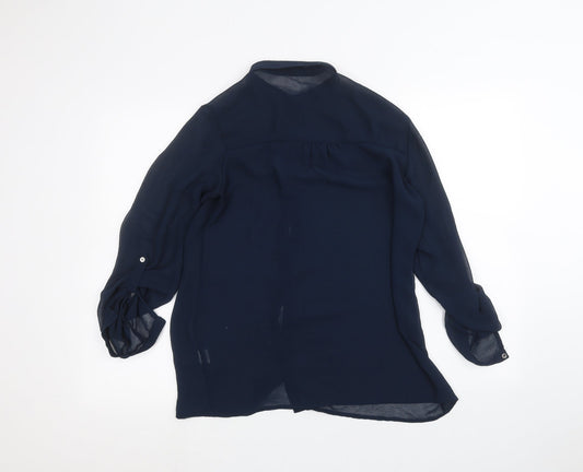 Womens UK Size 8 Atmosphere Blue Basic Button-Up