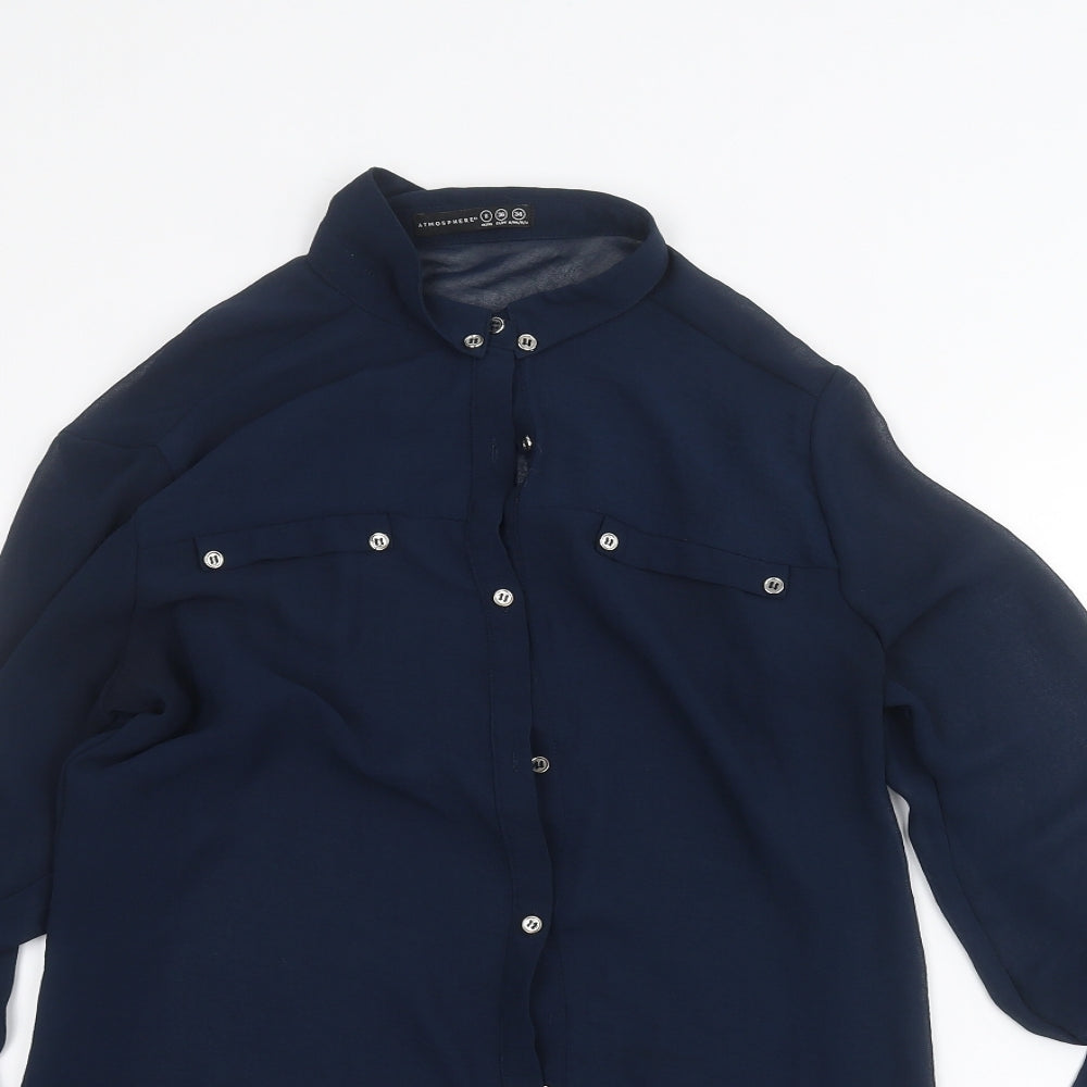 Womens UK Size 8 Atmosphere Blue Basic Button-Up