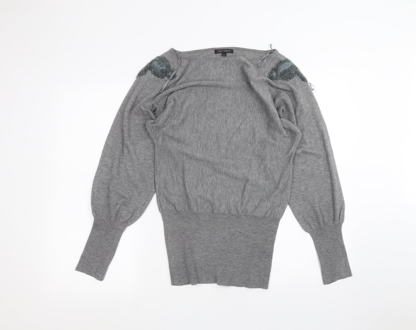 Womens UK Size 10 QED London Grey Pullover Jumper