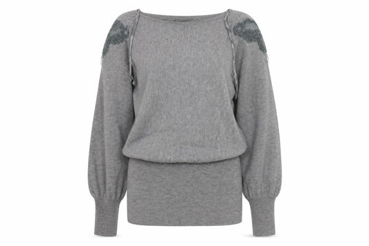 Womens UK Size 10 QED London Grey Pullover Jumper