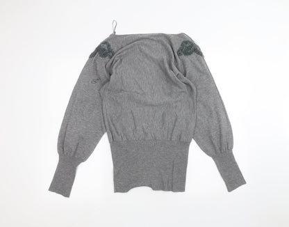 Womens UK Size 10 QED London Grey Pullover Jumper