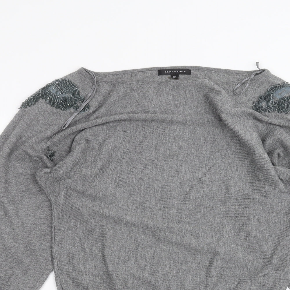 Womens UK Size 10 QED London Grey Pullover Jumper