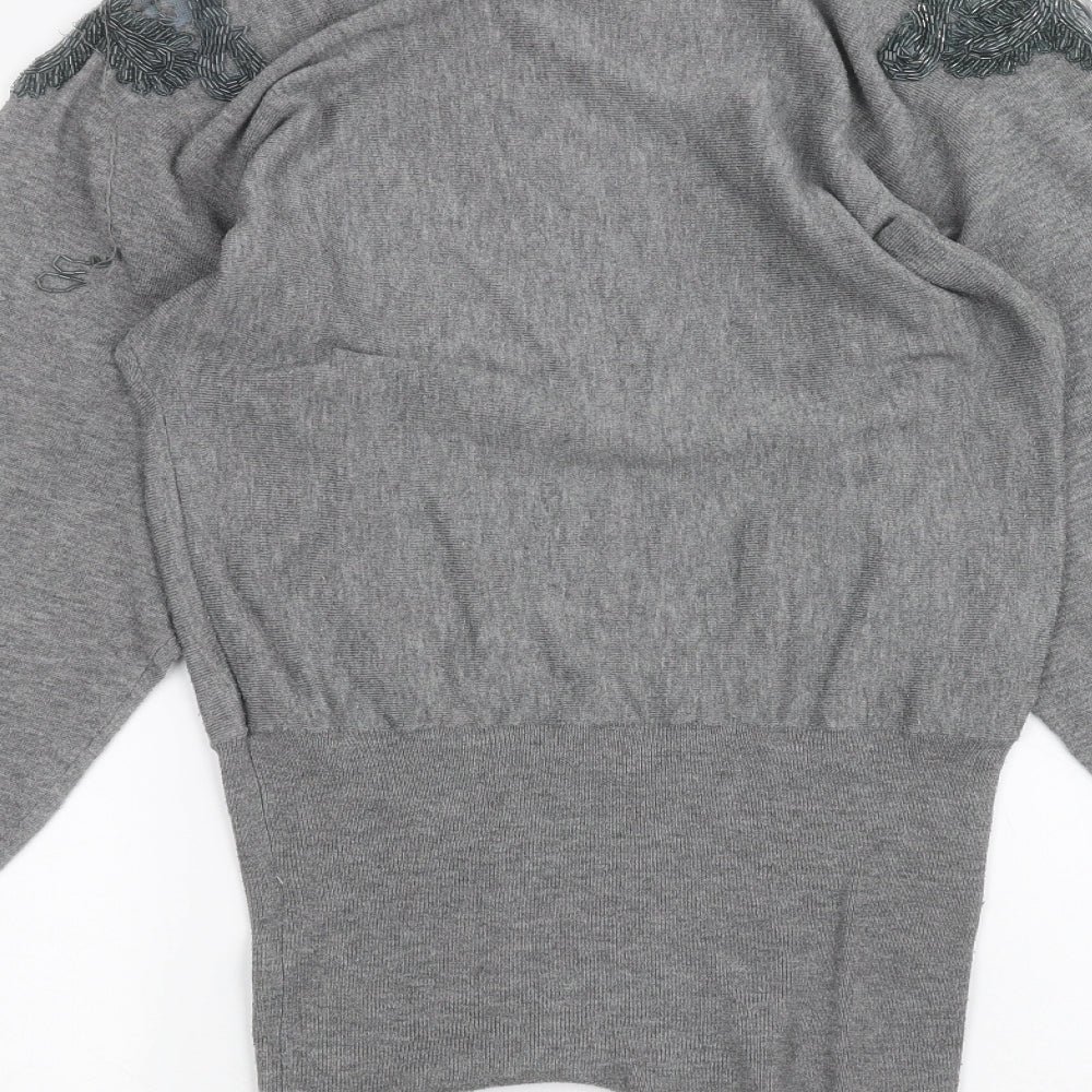 Womens UK Size 10 QED London Grey Pullover Jumper