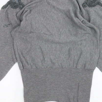 Womens UK Size 10 QED London Grey Pullover Jumper