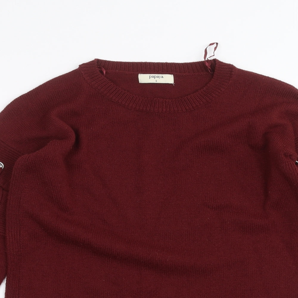 Womens UK Size S Papaya Red Pullover Jumper