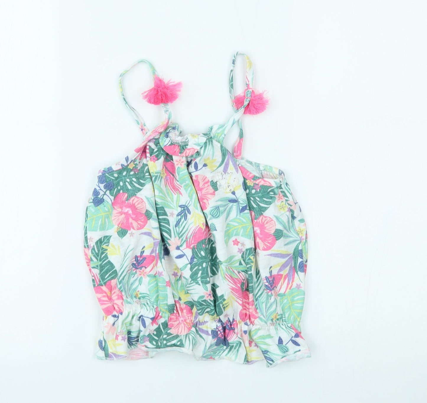 George Girls Green Floral  Basic Blouse Size 10-11 Years