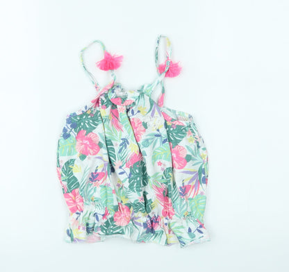 George Girls Green Floral  Basic Blouse Size 10-11 Years