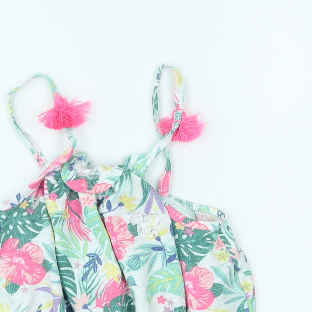 George Girls Green Floral  Basic Blouse Size 10-11 Years