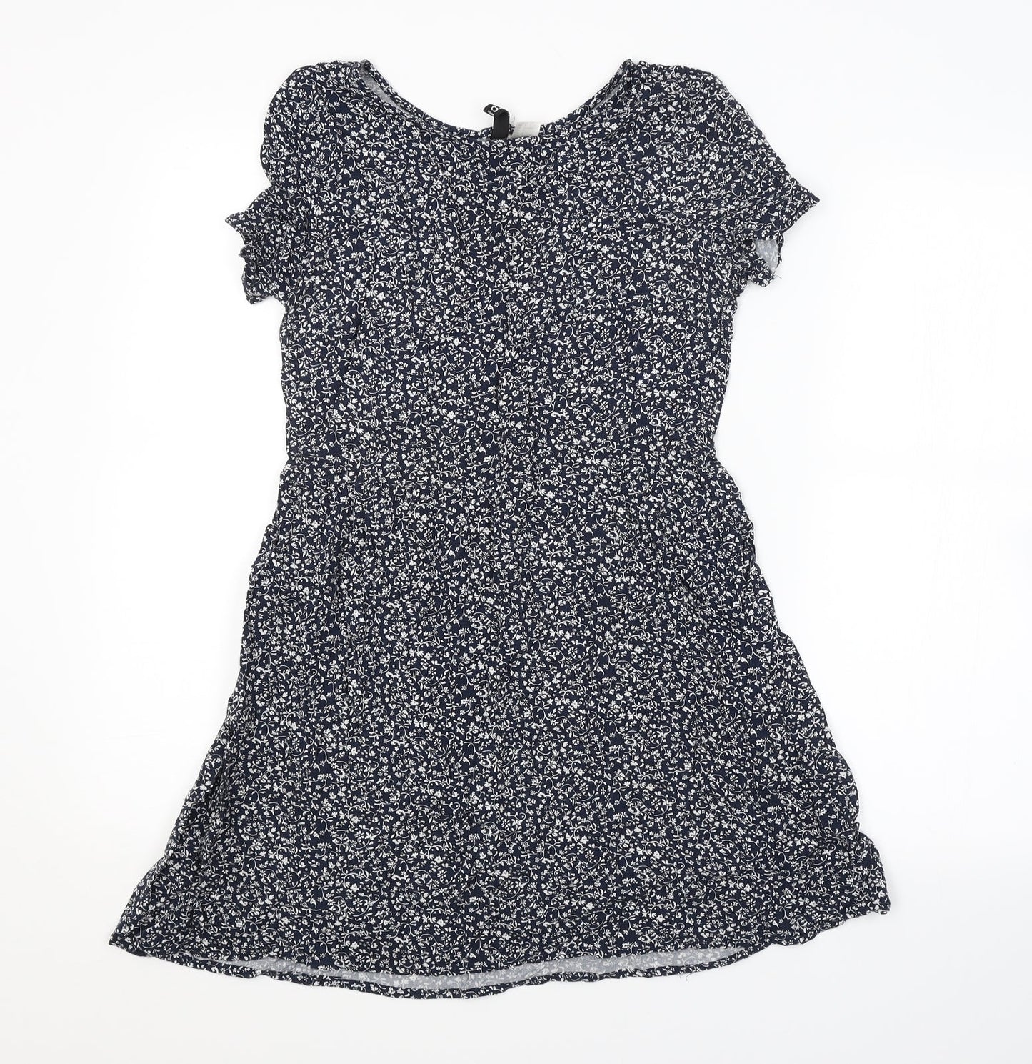 H&M Womens Blue Floral  A-Line  Size 8