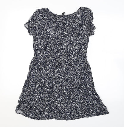 H&M Womens Blue Floral  A-Line  Size 8