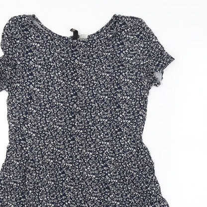 H&M Womens Blue Floral  A-Line  Size 8