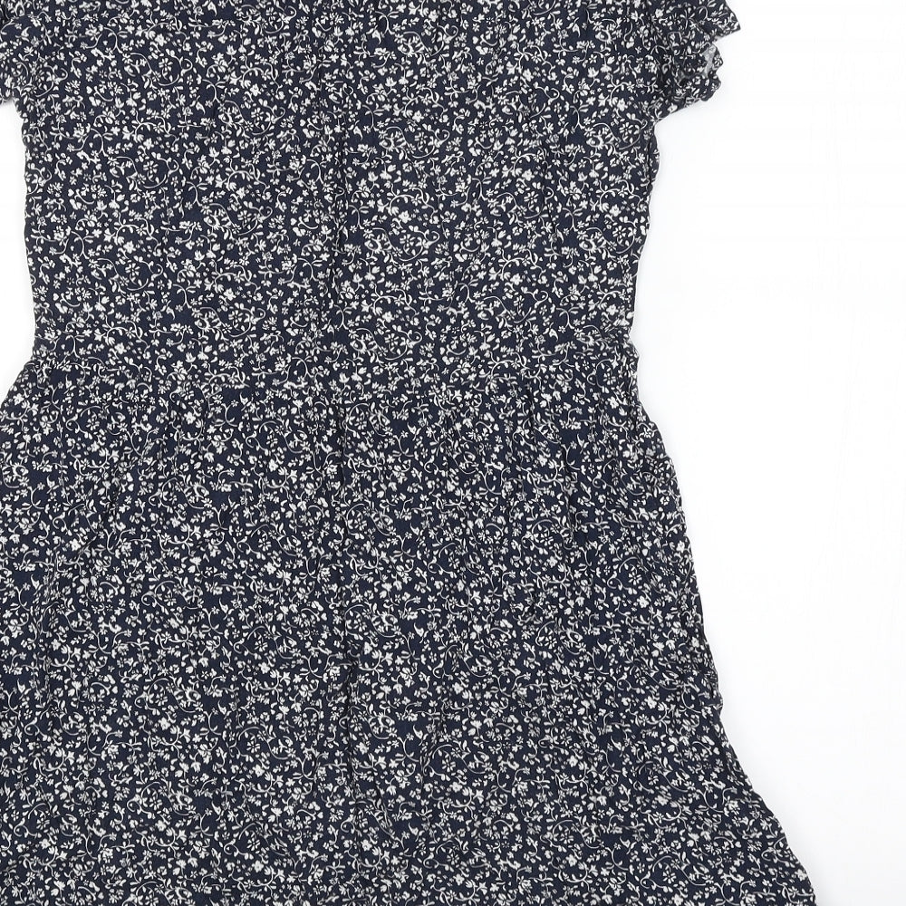 H&M Womens Blue Floral  A-Line  Size 8