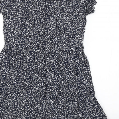 H&M Womens Blue Floral  A-Line  Size 8