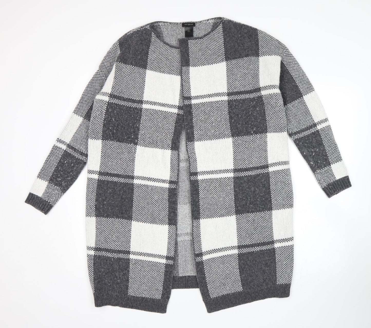 Ann Taylor Womens Grey Check  Wrap Jumper Size M