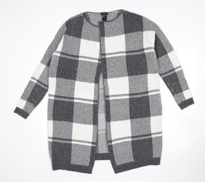Ann Taylor Womens Grey Check  Wrap Jumper Size M