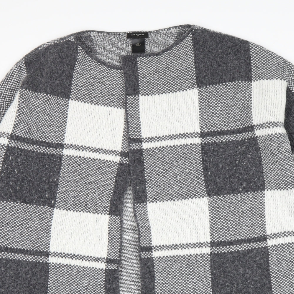 Ann Taylor Womens Grey Check  Wrap Jumper Size M