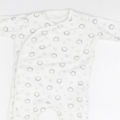 Nutmeg Baby White Animal Print  Babygrow One-Piece Size 9-12 Months  - Penguins