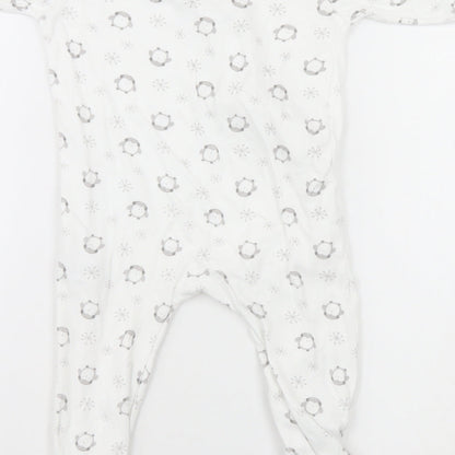 Nutmeg Baby White Animal Print  Babygrow One-Piece Size 9-12 Months  - Penguins