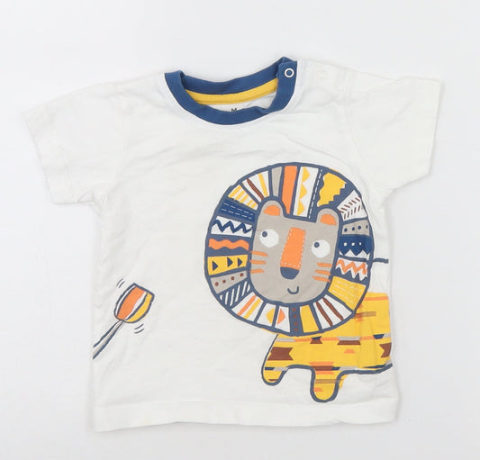 Nutmeg Baby White   Basic T-Shirt Size 9-12 Months  - Lion