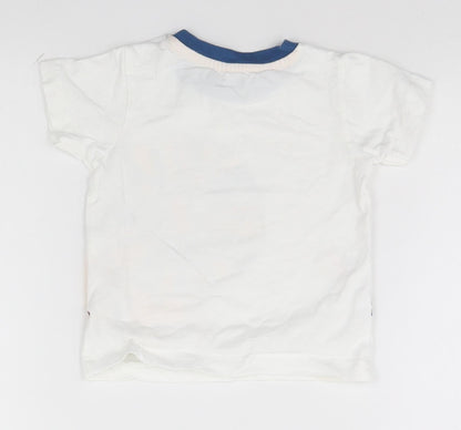 Nutmeg Baby White   Basic T-Shirt Size 9-12 Months  - Lion