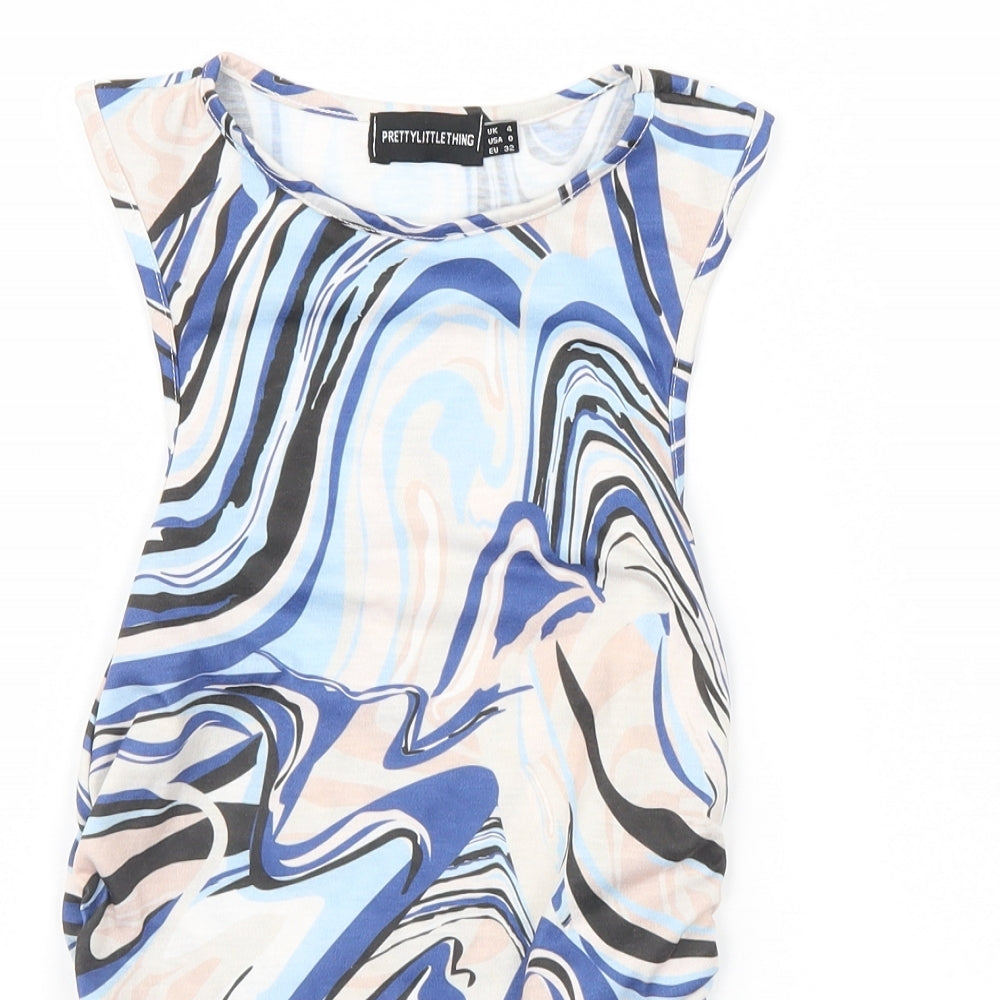 Womens UK Size 4 PRETTYLITTLETHING Multicoloured Basic T-Shirt