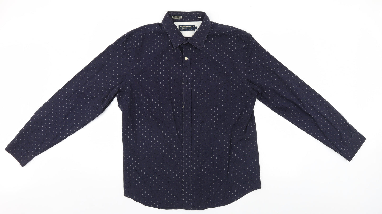 Mens UK Size L Debenhams Blue  Button-Up Long Sleeve Casual Shirt