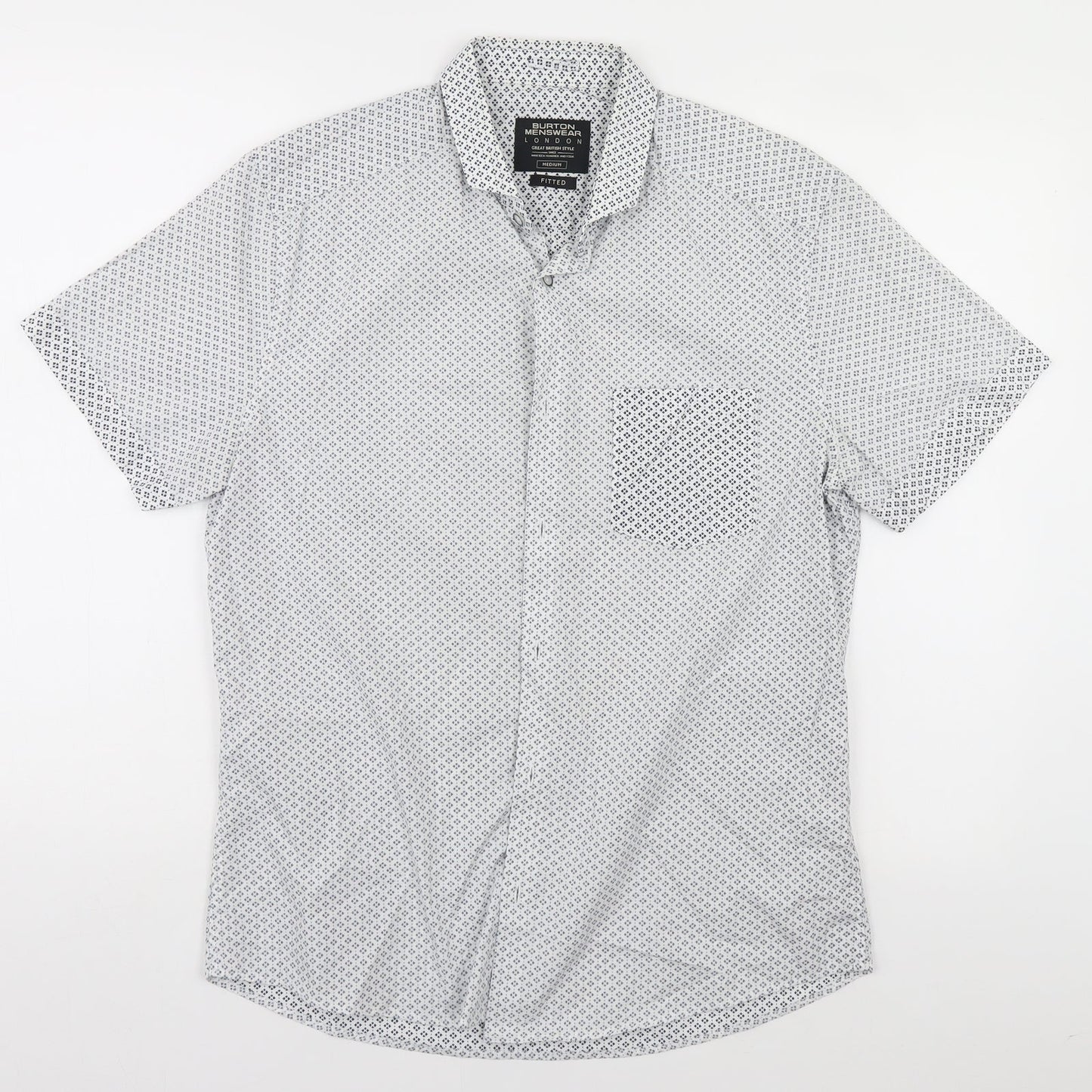 Mens UK Size M Burton White  Button-Up Short Sleeve Casual Shirt